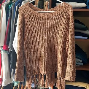 Brand new fringed knit sweater
